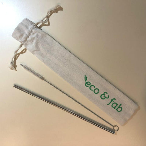 Eco & Fab Reusable Stainless Steel Straw Set [316 Medical Grade] - Straight - Petit Fab Singapore