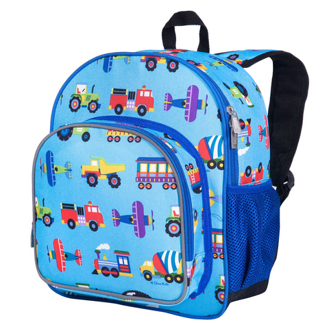 Wildkin Olive Kids Trains, Planes & Trucks Pack 'n Snack Backpack