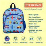 Wildkin Olive Kids Trains, Planes & Trucks Pack 'n Snack Backpack