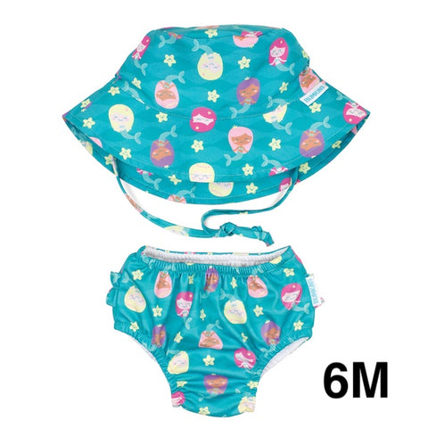 Bumkins UPF50+ Swim Diaper and Sun Hat Set - Mermaid - Petit Fab