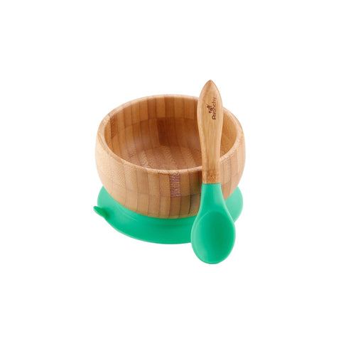 Avanchy Organic Bamboo Suction Baby Bowl + Spoon - Petit Fab