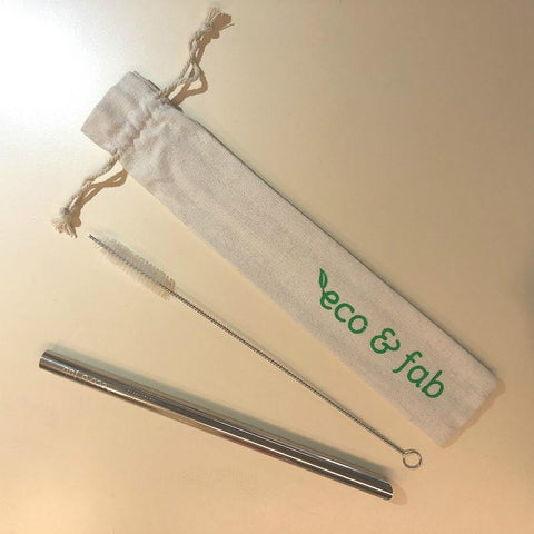 Eco & Fab Reusable Stainless Steel Straw Set [316 Medical Grade] - 12mm Bubble Tea/Smoothies - Petit Fab Singapore